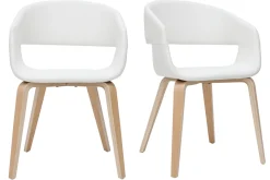 Shop Miliboo Set de 2 sillas de diseño de poliuretano blanco con patas de madera clara SLAM