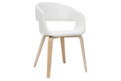 Shop Miliboo Set de 2 sillas de diseño de poliuretano blanco con patas de madera clara SLAM