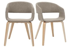 Shop Miliboo Set de 2 sillas de diseño de tela color topo con patas de madera clara SLAM