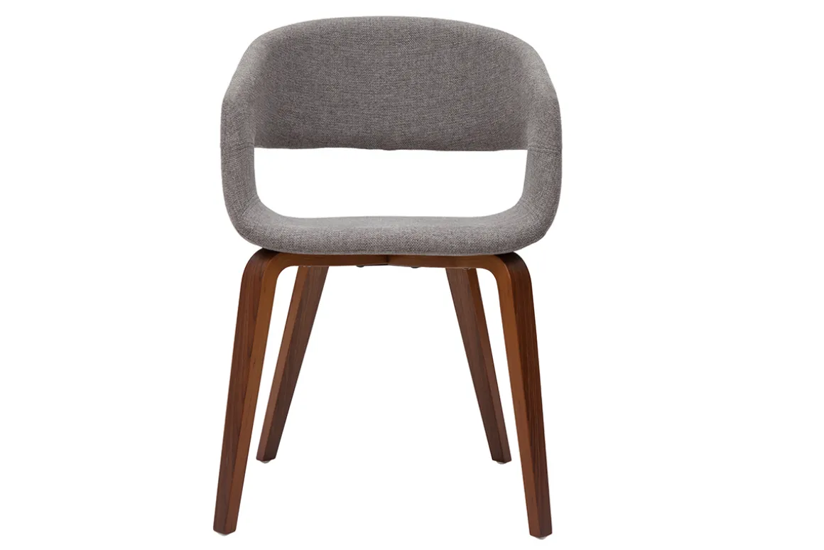 Online Miliboo Set de 2 sillas de diseño de tela gris claro con patas de madera oscura SLAM