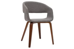 Online Miliboo Set de 2 sillas de diseño de tela gris claro con patas de madera oscura SLAM