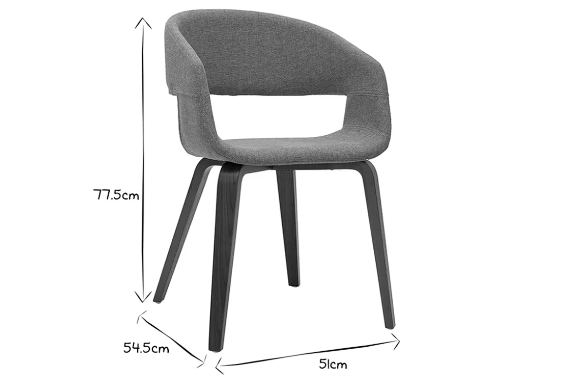 Online Miliboo Set de 2 sillas de diseño de tela gris claro con patas de madera oscura SLAM