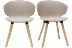 Cheap Miliboo Set de 2 sillas de diseño de color topo y madera clara WING