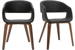 Hot Miliboo Set de 2 sillas de diseño de poliuretano negro con patas de madera oscura SLAM