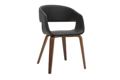 Hot Miliboo Set de 2 sillas de diseño de poliuretano negro con patas de madera oscura SLAM