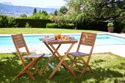 Discount Miliboo Set de 2 sillas de jardín plegables de acacia maciza CANOPEE