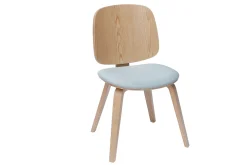 Clearance Miliboo Set de 2 sillas de madera clara y tela gris clara BECK