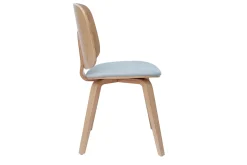 Clearance Miliboo Set de 2 sillas de madera clara y tela gris clara BECK