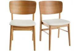 Clearance Miliboo Set de 2 sillas de madera clara y blanco SHELDON