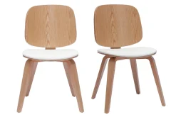 Clearance Miliboo Set de 2 sillas de madera clara y blanca BECK