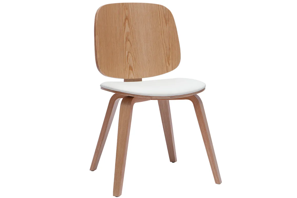 Clearance Miliboo Set de 2 sillas de madera clara y blanca BECK