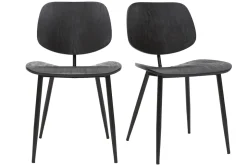 Shop Miliboo Set de 2 sillas de madera negra y metal negro TOBIAS