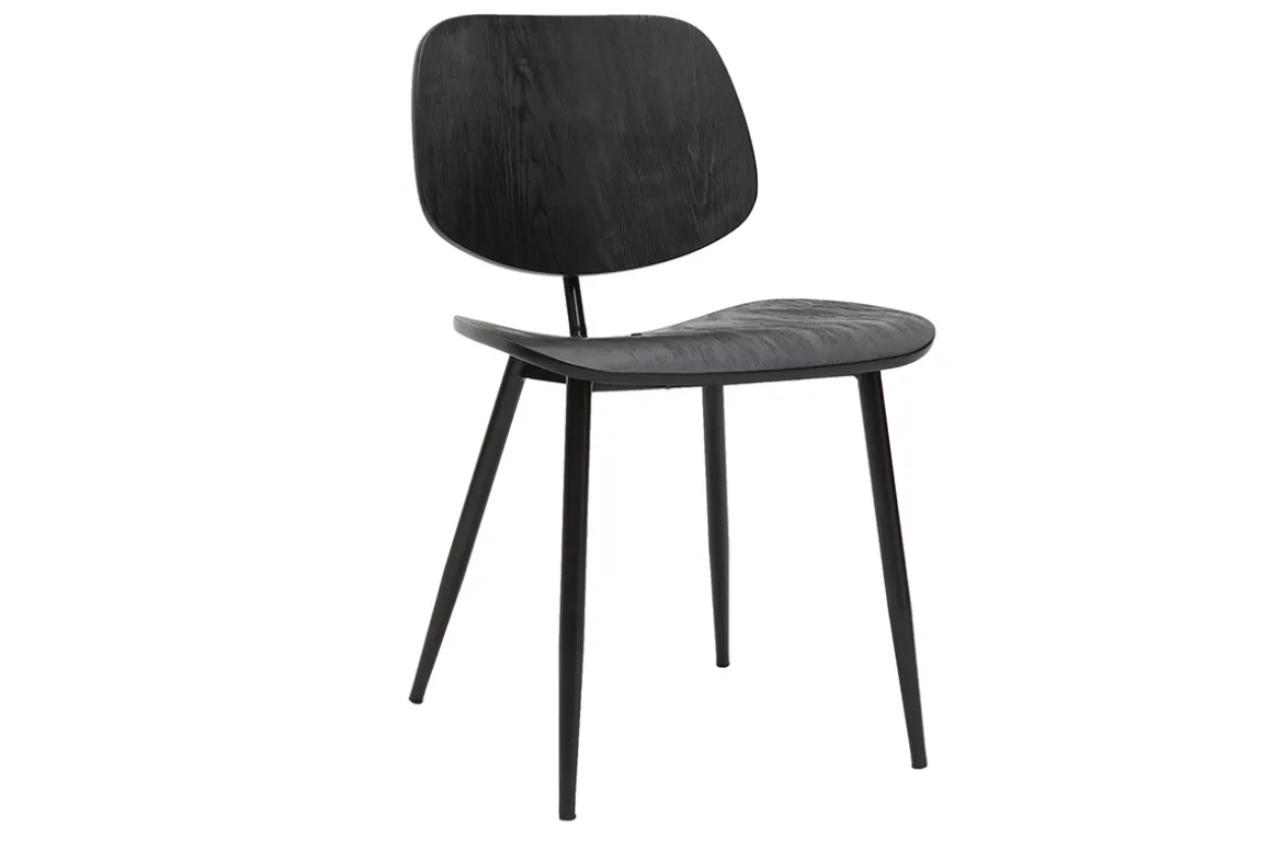 Shop Miliboo Set de 2 sillas de madera negra y metal negro TOBIAS