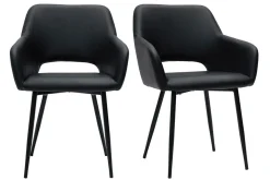 Sale Miliboo Set de 2 sillas de poliuretano negro LAURETTE