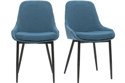 Hot Miliboo Set de 2 sillas de tejido azul petróleo HOLO