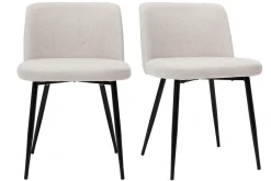 Hot Miliboo Set de 2 sillas de tejido efecto aterciopelado texturizado beige y metal negro MONTI