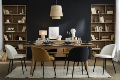 Sale Miliboo Set de 2 sillas de tejido efecto borreguillo color crudo y metal negro CELESTE