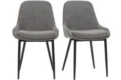 Best Miliboo Set de 2 sillas de tejido efecto aterciopelado gris claro HOLO