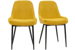 Sale Miliboo Set de 2 sillas de tejido efecto aterciopelado amarillo mostaza HOLO