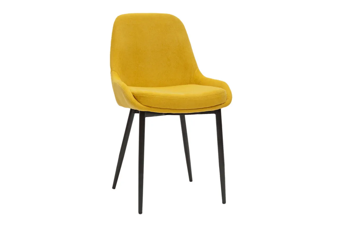Sale Miliboo Set de 2 sillas de tejido efecto aterciopelado amarillo mostaza HOLO