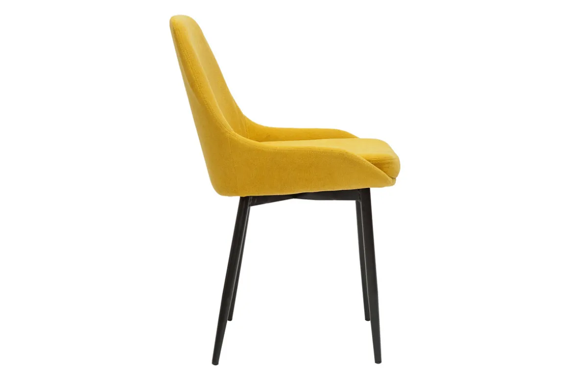 Sale Miliboo Set de 2 sillas de tejido efecto aterciopelado amarillo mostaza HOLO