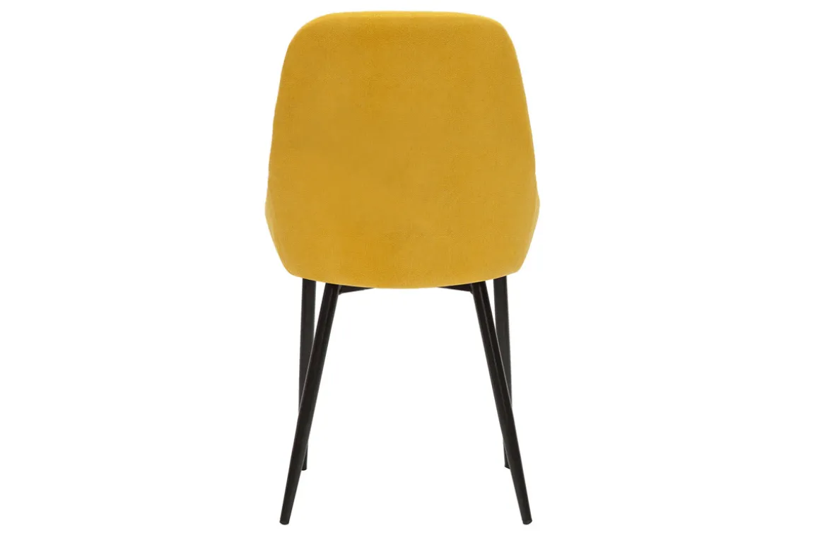 Sale Miliboo Set de 2 sillas de tejido efecto aterciopelado amarillo mostaza HOLO
