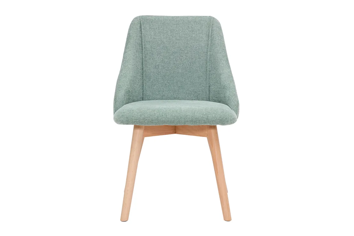 Outlet Miliboo Set de 2 sillas de tela efecto aterciopelado texturizado verde y madera clara HIGGINS