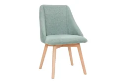 Outlet Miliboo Set de 2 sillas de tela efecto aterciopelado texturizado verde y madera clara HIGGINS