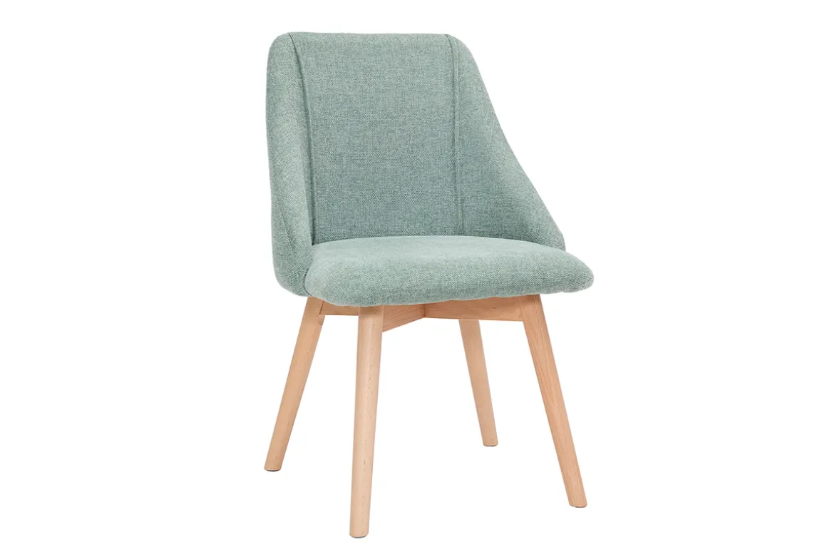 Outlet Miliboo Set de 2 sillas de tela efecto aterciopelado texturizado verde y madera clara HIGGINS