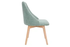 Outlet Miliboo Set de 2 sillas de tela efecto aterciopelado texturizado verde y madera clara HIGGINS