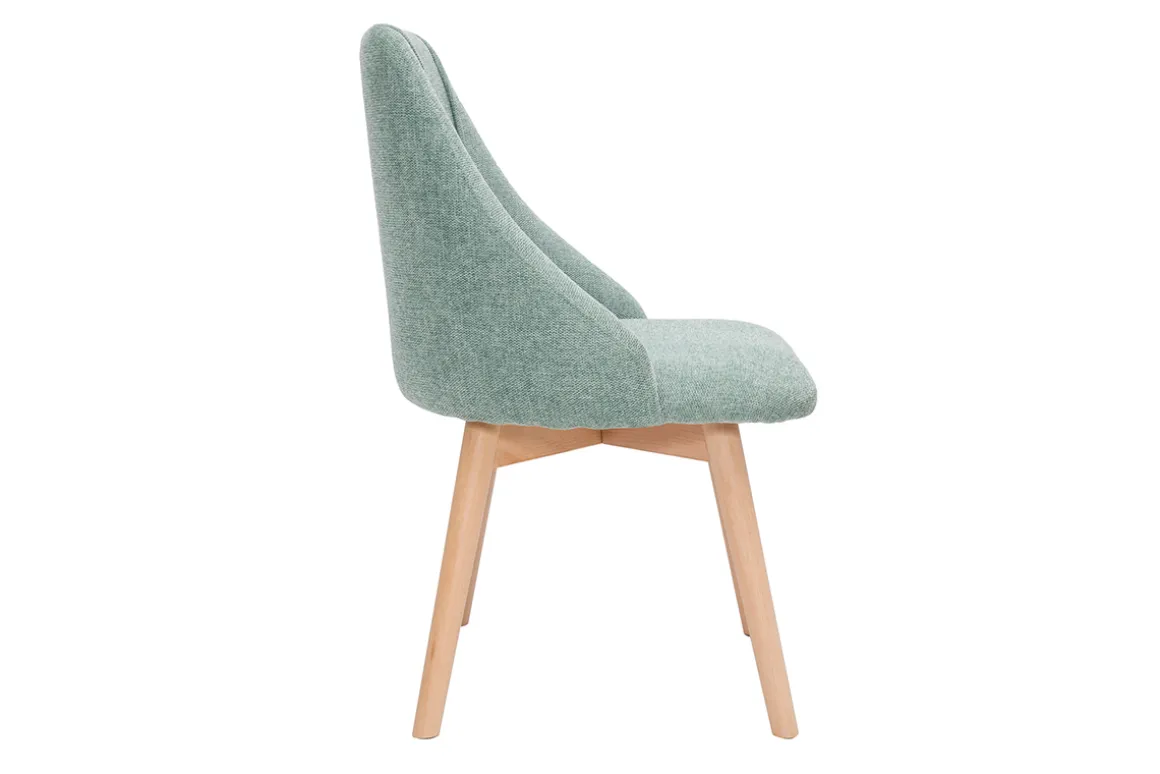 Outlet Miliboo Set de 2 sillas de tela efecto aterciopelado texturizado verde y madera clara HIGGINS