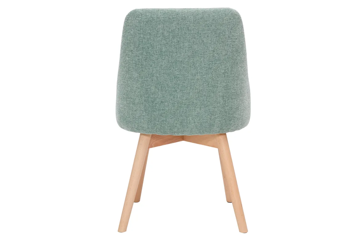 Outlet Miliboo Set de 2 sillas de tela efecto aterciopelado texturizado verde y madera clara HIGGINS