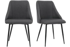 Shop Miliboo Set de 2 sillas de tela gris oscuro con patas de metal HIGGINS