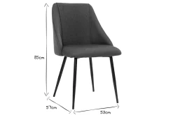 Shop Miliboo Set de 2 sillas de tela gris oscuro con patas de metal HIGGINS