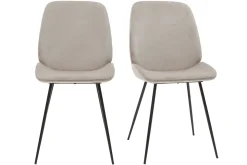 Clearance Miliboo Set de 2 sillas de terciopelo color topo con patas de metal negro KAOLY
