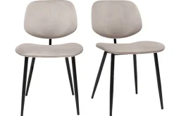 Discount Miliboo Set de 2 sillas de terciopelo color topo y metal negro TOBIAS