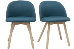 Store Miliboo Set de 2 sillas nórdicas de tela azul petróleo y haya maciza CELESTE