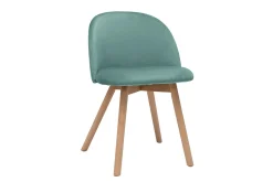 Clearance Miliboo Set de 2 sillas nórdicas de tela verde celadón y haya maciza CELESTE