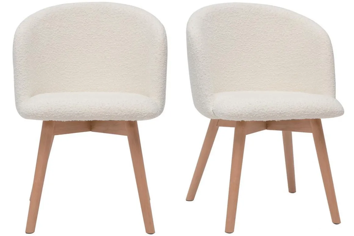Online Miliboo Set de 2 sillas nórdicas de tejido borreguillo y haya maciza VANITY