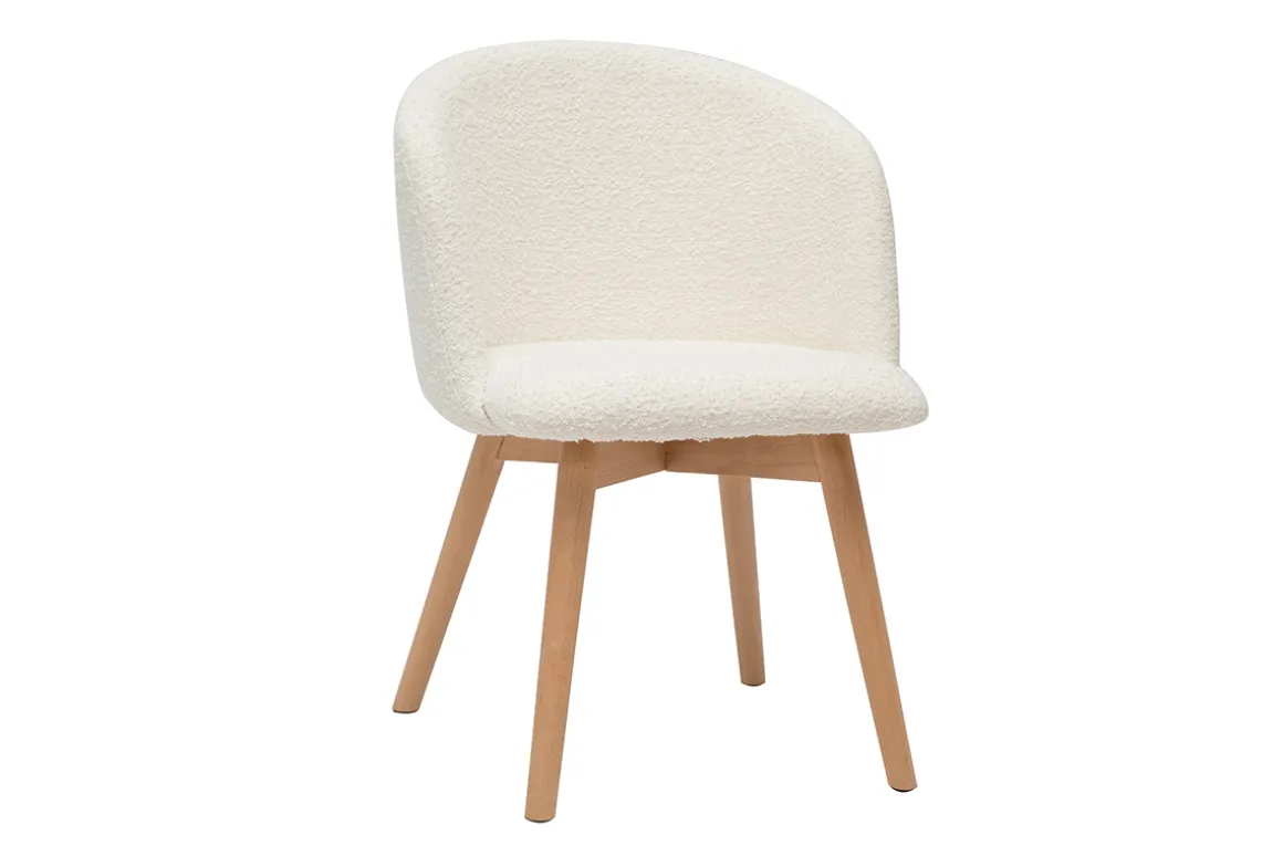Online Miliboo Set de 2 sillas nórdicas de tejido borreguillo y haya maciza VANITY