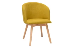 Online Miliboo Set de 2 sillas nórdicas de tela efecto aterciopelado amarillo mostaza y haya maciza VANITY
