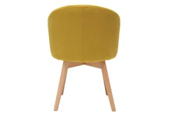 Online Miliboo Set de 2 sillas nórdicas de tela efecto aterciopelado amarillo mostaza y haya maciza VANITY