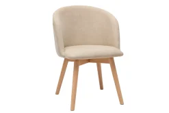 Sale Miliboo Set de 2 sillas nórdicas de tela efecto aterciopelado beige y haya maciza VANITY