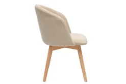 Sale Miliboo Set de 2 sillas nórdicas de tela efecto aterciopelado beige y haya maciza VANITY