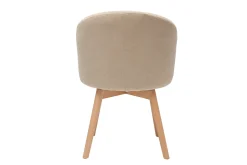 Sale Miliboo Set de 2 sillas nórdicas de tela efecto aterciopelado beige y haya maciza VANITY