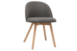 Online Miliboo Set de 2 sillas nórdicas de tela efecto aterciopelado gris y haya maciza CELESTE