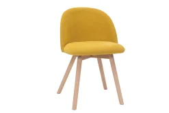 Shop Miliboo Set de 2 sillas nórdicas de tela efecto aterciopelado amarillo mostaza y haya maciza CELESTE