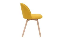 Shop Miliboo Set de 2 sillas nórdicas de tela efecto aterciopelado amarillo mostaza y haya maciza CELESTE