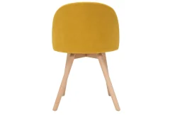 Shop Miliboo Set de 2 sillas nórdicas de tela efecto aterciopelado amarillo mostaza y haya maciza CELESTE