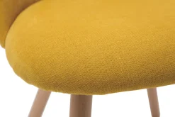 Shop Miliboo Set de 2 sillas nórdicas de tela efecto aterciopelado amarillo mostaza y haya maciza CELESTE